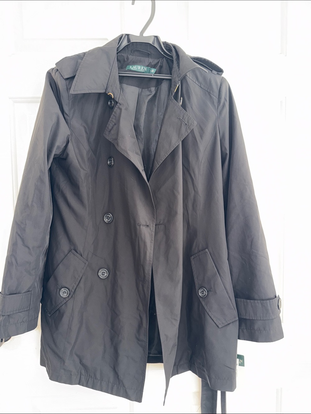 Lauren Ralph Lauren Black Double-Breasted Trench Coat